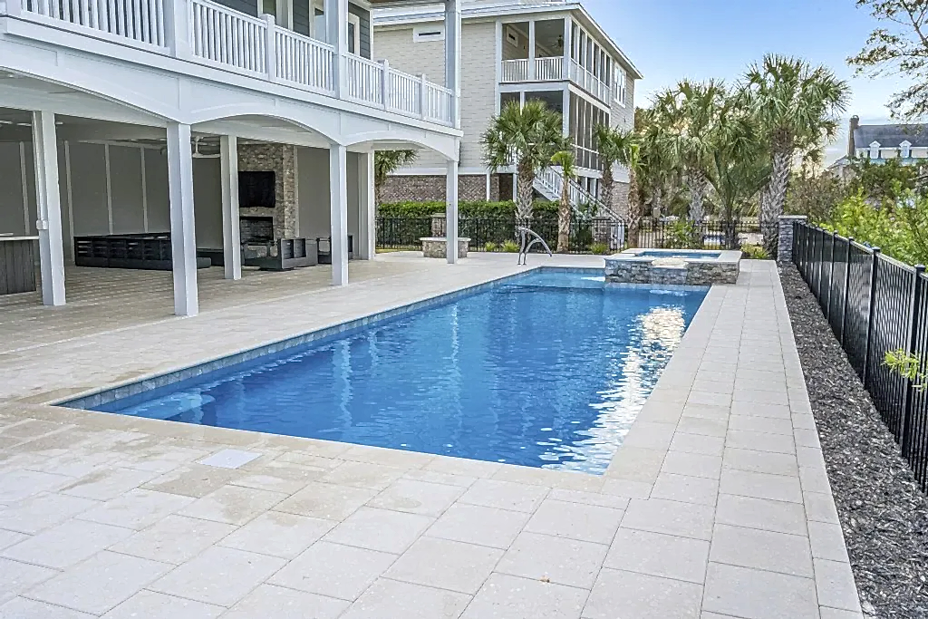 Lux Project 7 custom pool and spa with waterfall