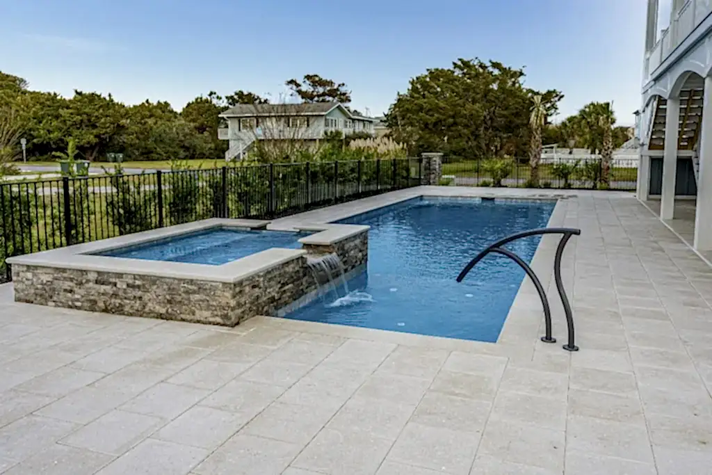 Lux Project 7 custom pool and spa with waterfall