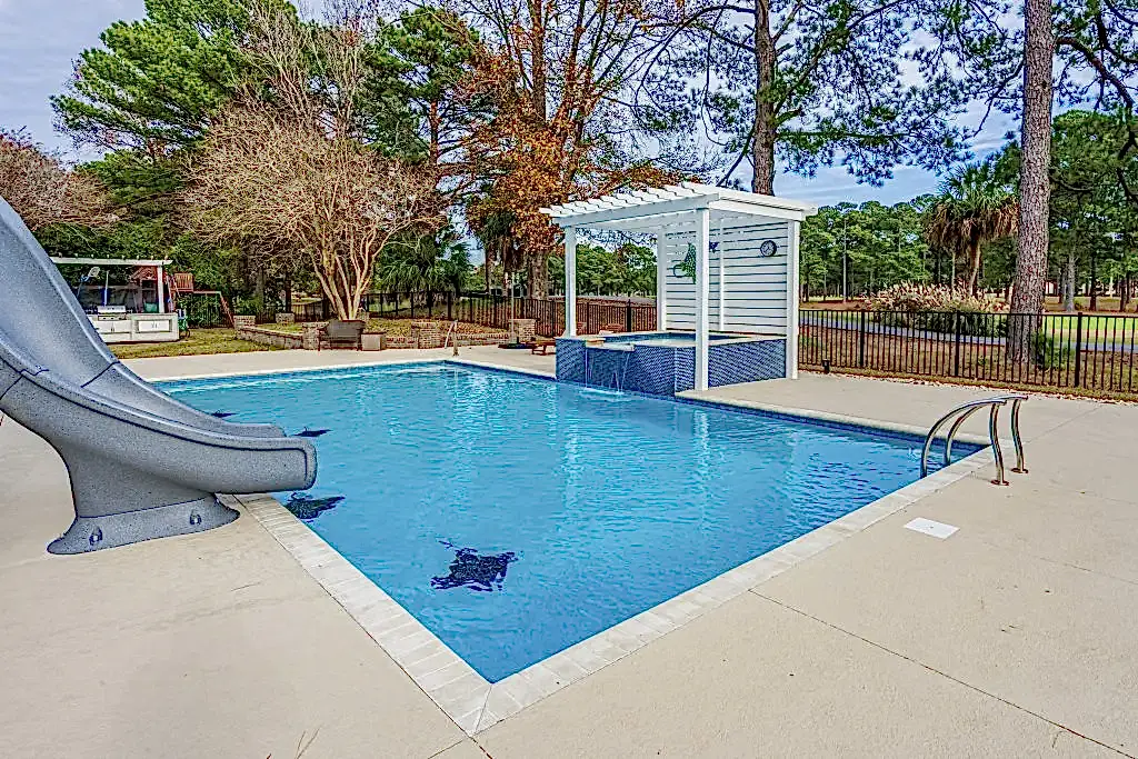 Lux Project 6 custom pool and spa with water fall and pergola